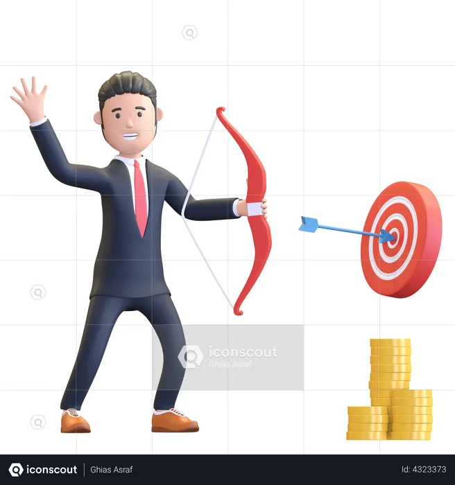 Businessman target success  3D Illustration