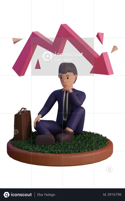 Businessman thinking about loss  3D Illustration