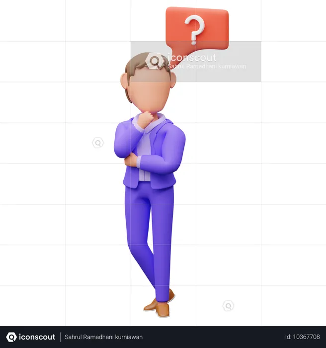 Businessman Thinking About Something  3D Illustration