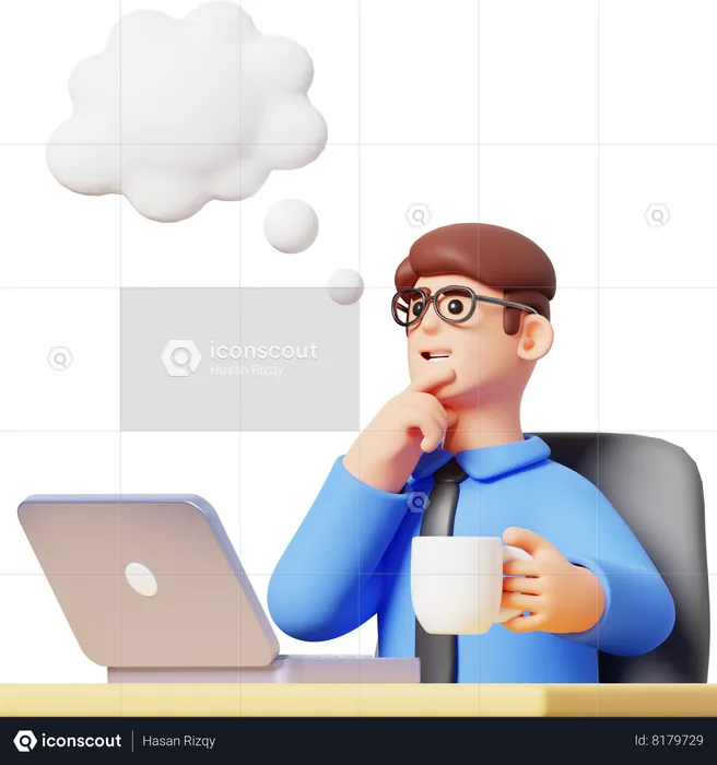 Businessman Thinking Something  3D Illustration