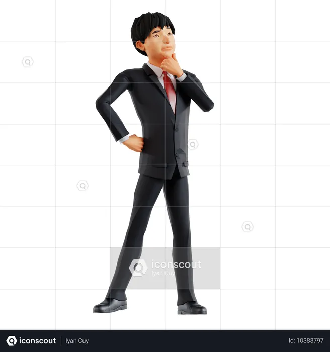 Businessman Thinking Something  3D Illustration