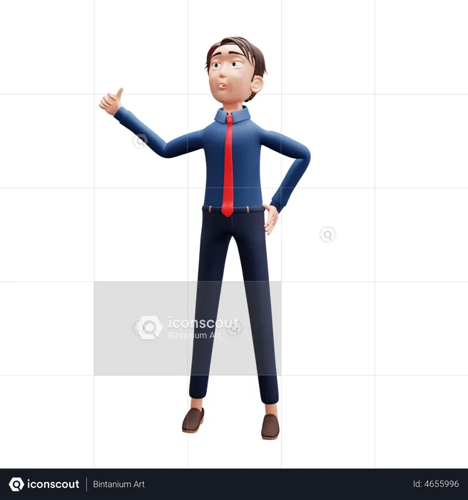 Businessman Thumb up right  3D Illustration