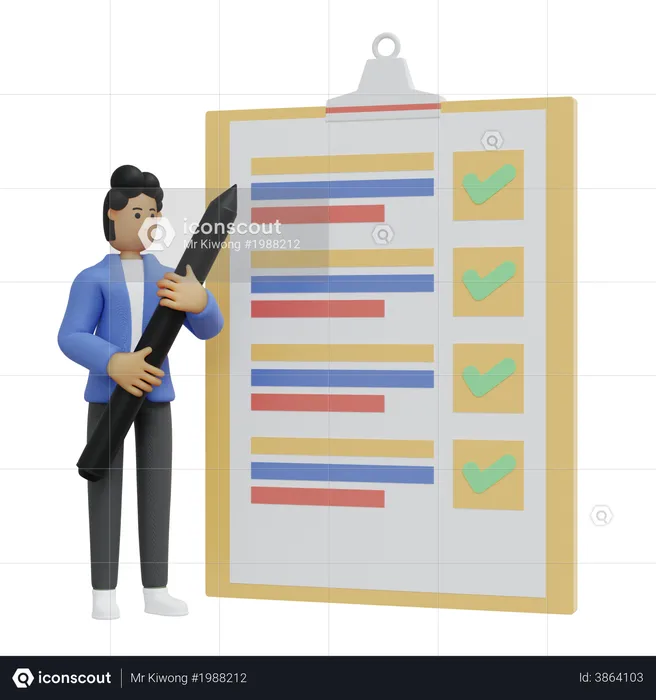 Businessman tick mark completed task  3D Illustration