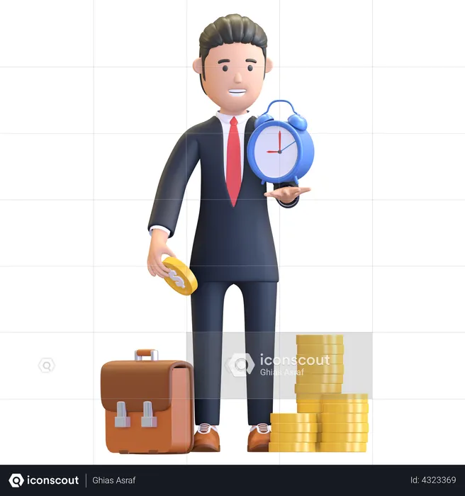 Businessman time is money  3D Illustration