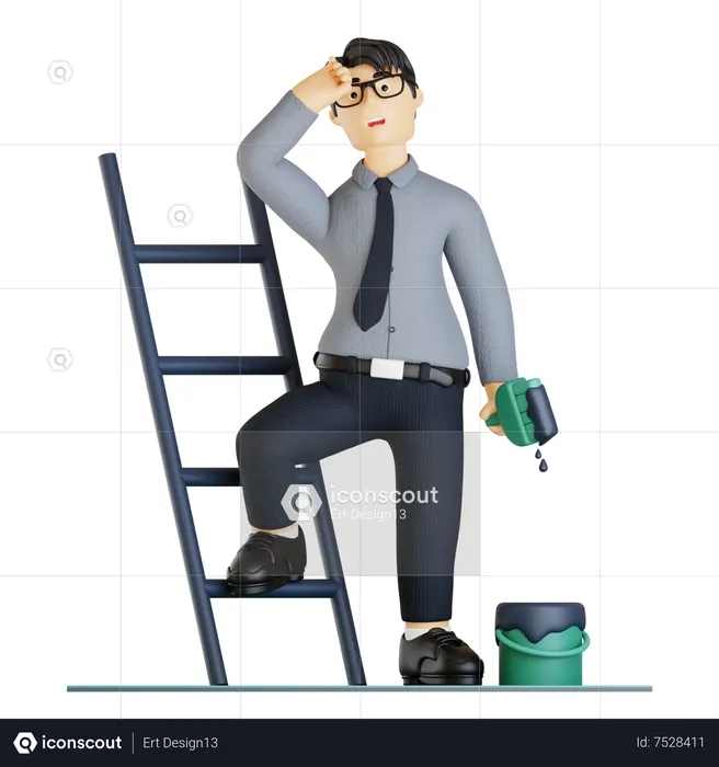 Businessman tired of working continously  3D Illustration
