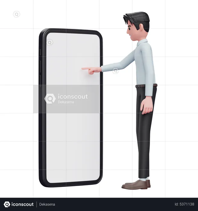 Businessman touching phone screen with finger  3D Illustration