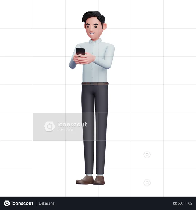 Businessman Typing Message on the Smartphone  3D Illustration