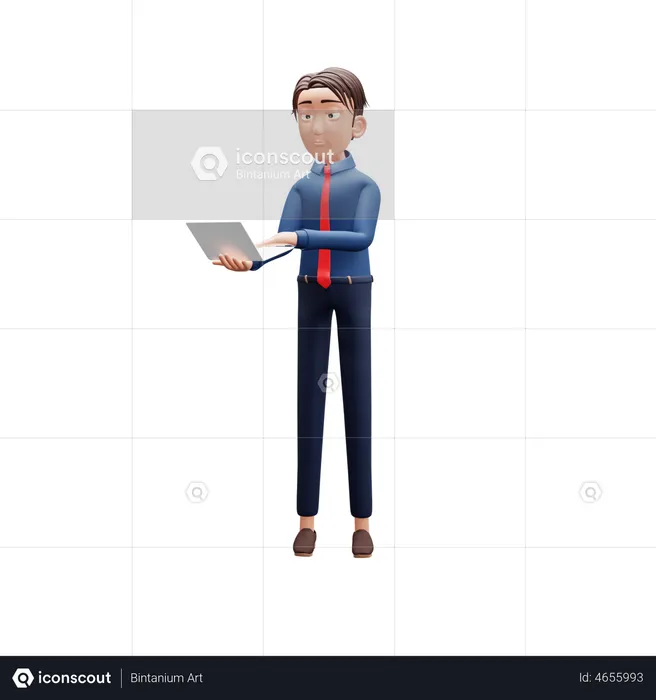 Businessman Typing on Laptop  3D Illustration