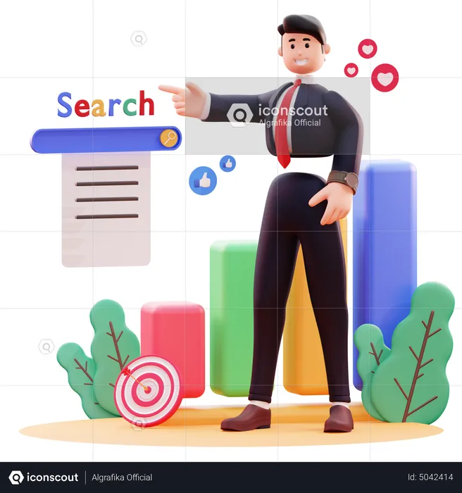 Businessman use online search  3D Illustration