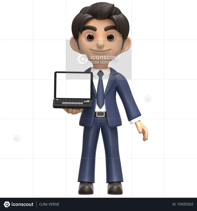 Businessman Using A Laptop In A Modern Office  3D Illustration