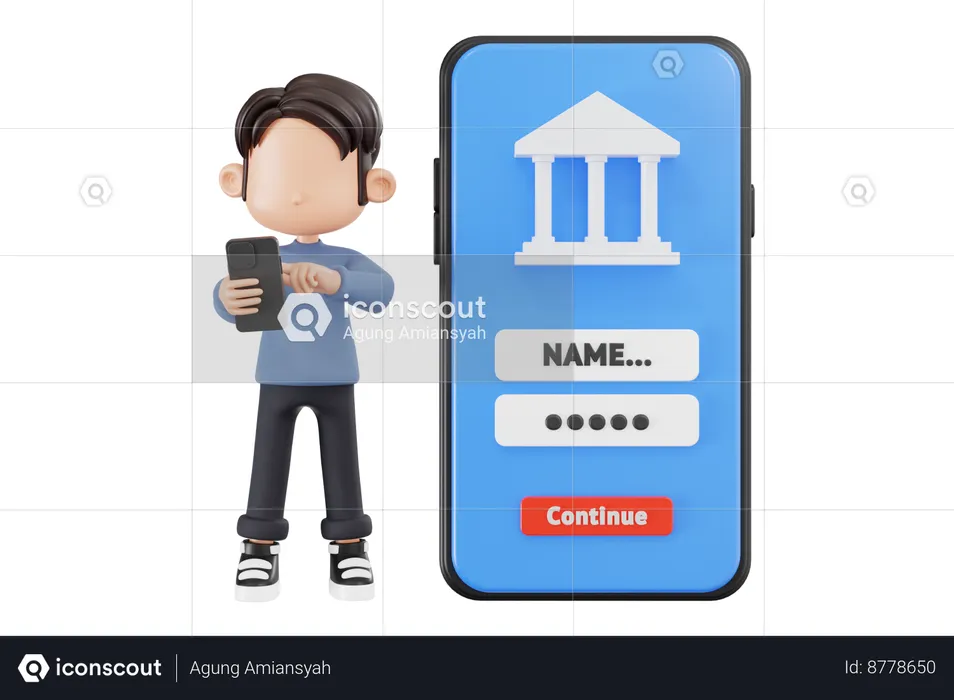 Businessman Using Internet Banking  3D Illustration