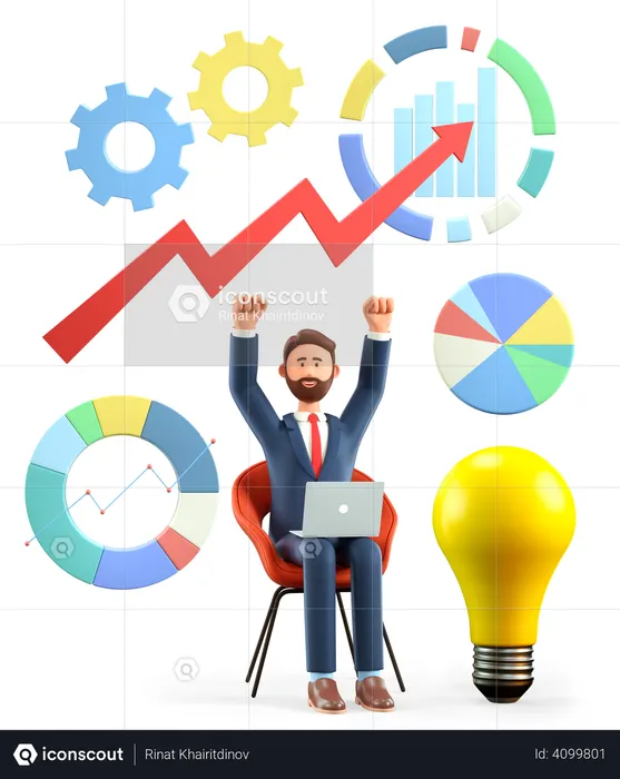 Businessman using Investment Strategy  3D Illustration