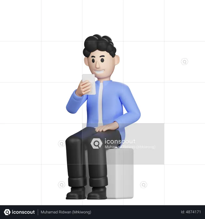 Businessman using mobile  3D Illustration
