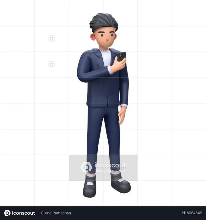 Businessman using phone  3D Illustration