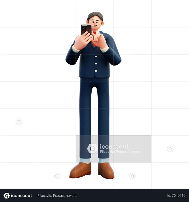 Businessman using smartphone  3D Illustration