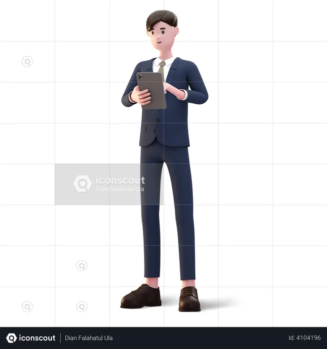 Businessman using tablet  3D Illustration