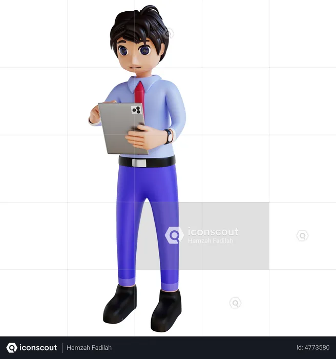 Businessman Using Tablet  3D Illustration