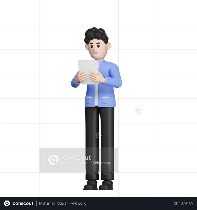 Businessman using tablet  3D Illustration