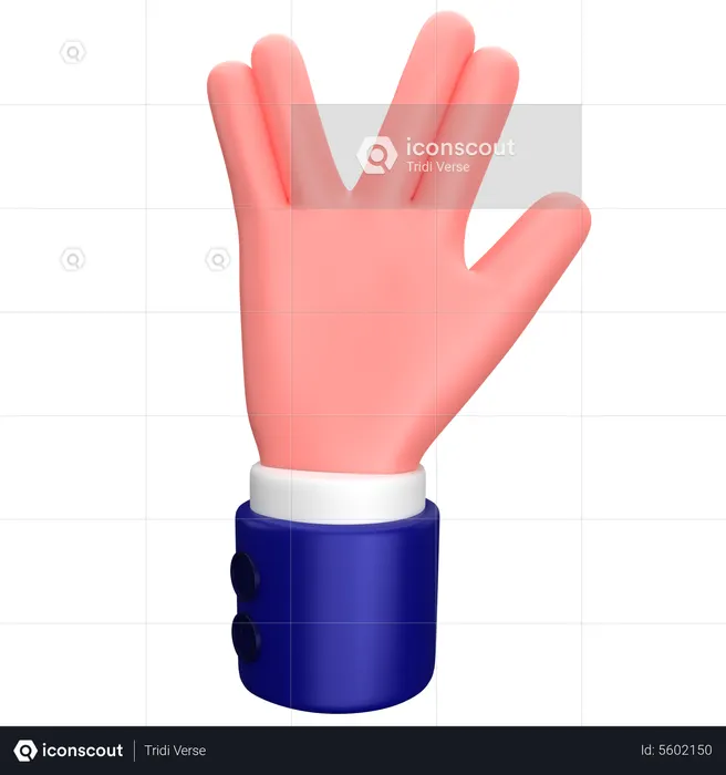 Businessman vulcan salute hand gesture  3D Icon