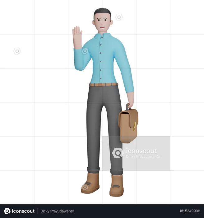 Businessman Waiving Hand  3D Illustration