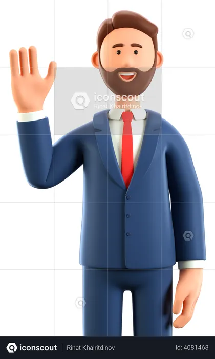 Businessman waiving his hand  3D Illustration