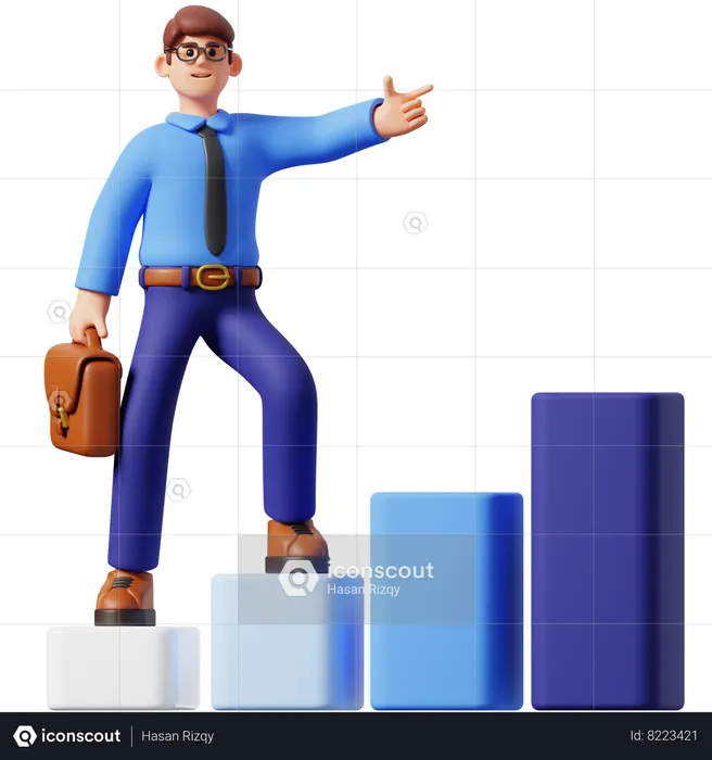 Businessman Walking On Graph  3D Illustration