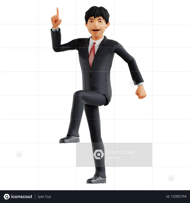 Businessman Walking While Pointing Up  3D Illustration