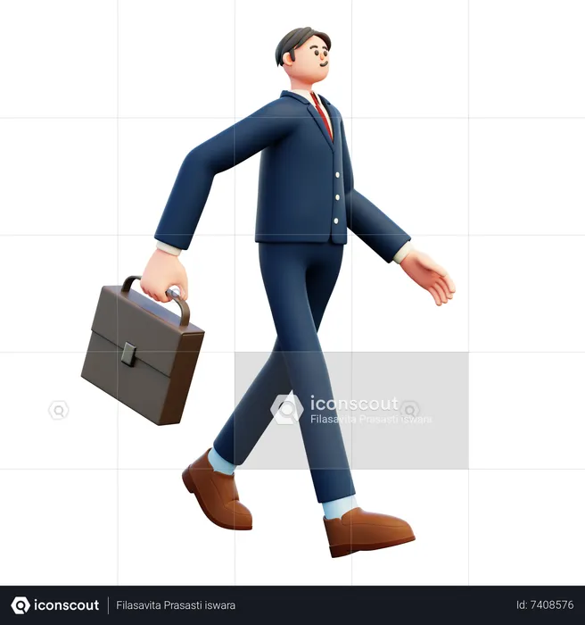 Businessman Walking With Briefcase  3D Illustration