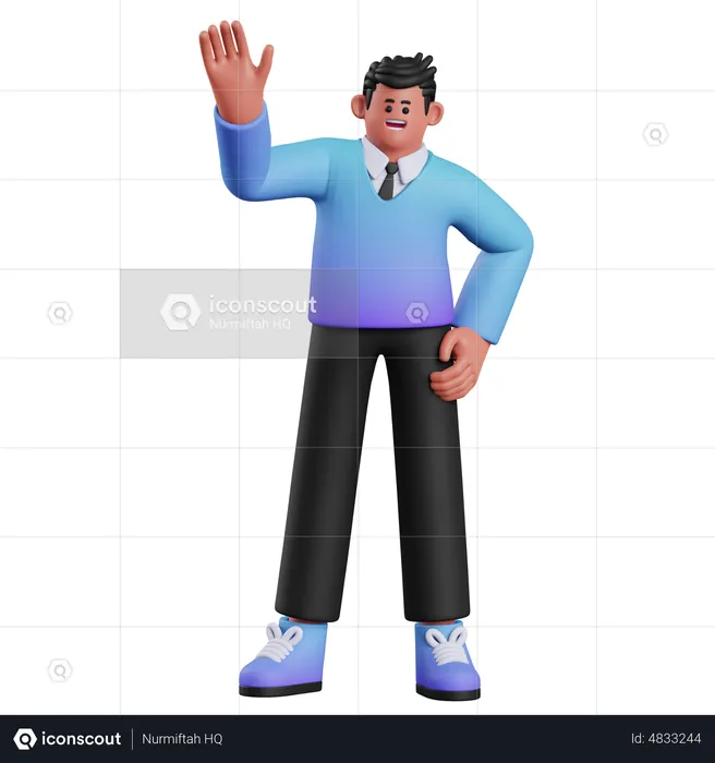 Businessman Waving Hand  3D Illustration