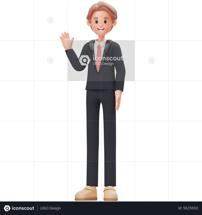 Businessman Waving Hand  3D Icon