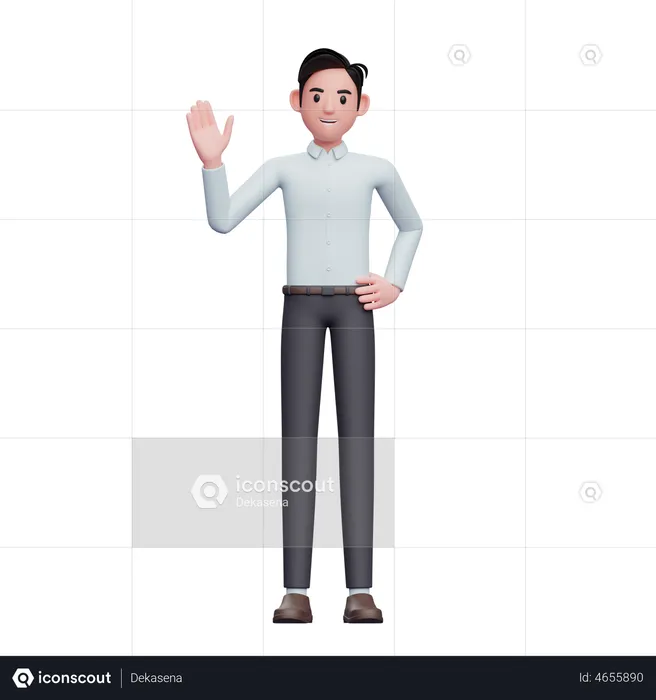 Businessman waving hand saying Hi  3D Illustration