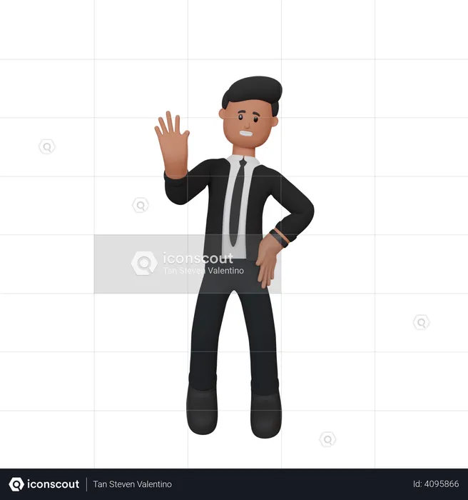 Businessman waving his hand  3D Illustration