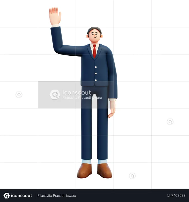Businessman Waving His Hand  3D Illustration
