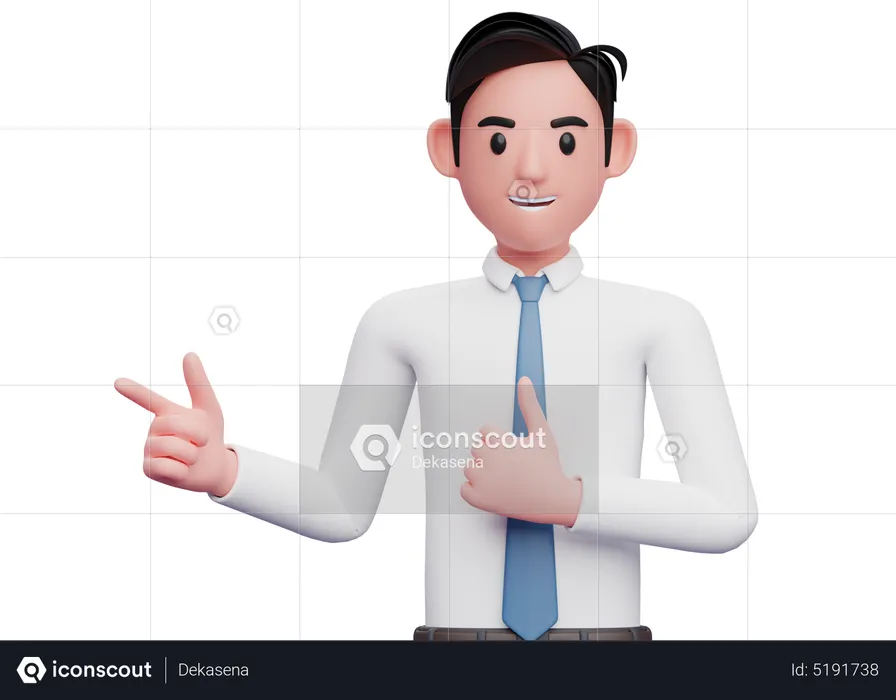Businessman wear blue tie pointing and thumbs up  3D Illustration