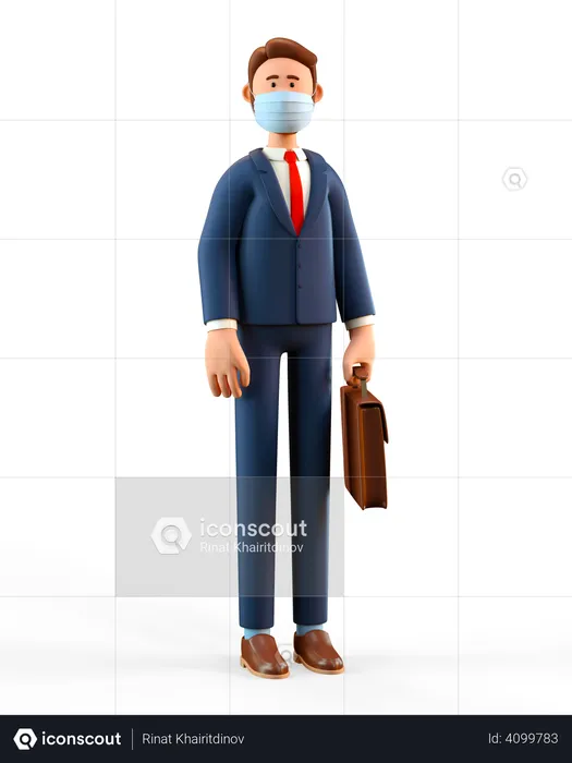 Businessman wearing medical mask  3D Illustration