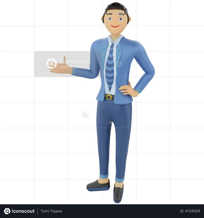Businessman welcome pose  3D Illustration