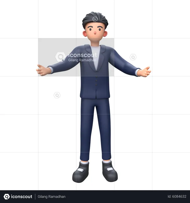 Businessman welcoming with open arms  3D Illustration