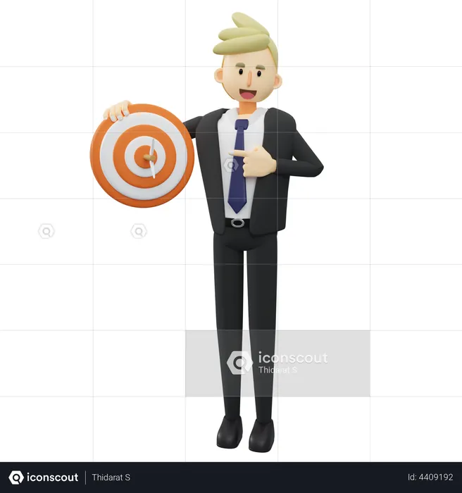 Businessman with archery target  3D Illustration