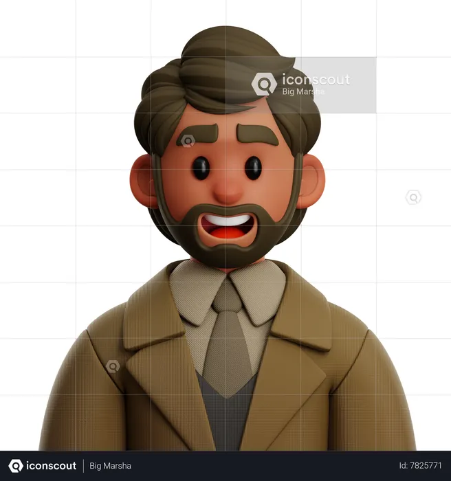 Businessman With Beard  3D Icon