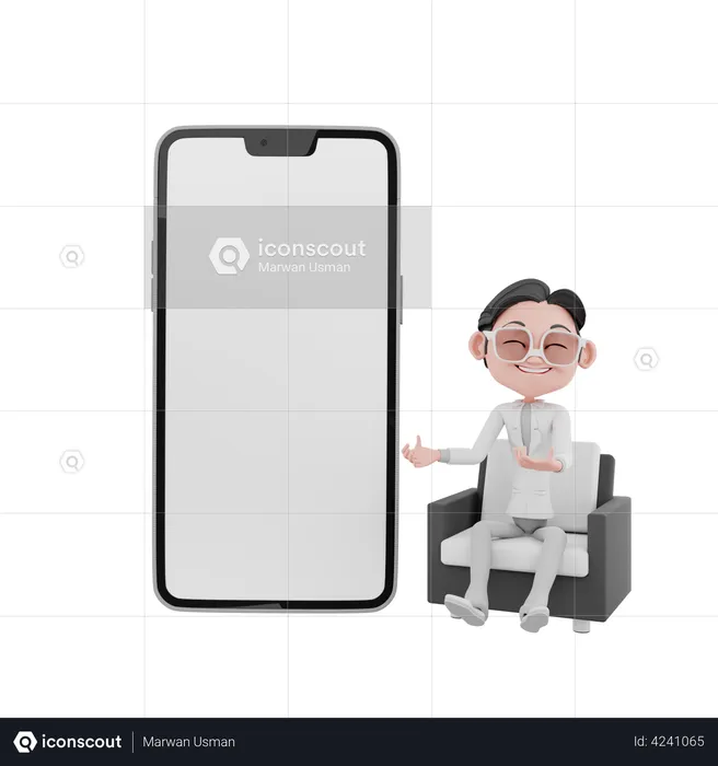 Businessman with blank mobile  3D Illustration
