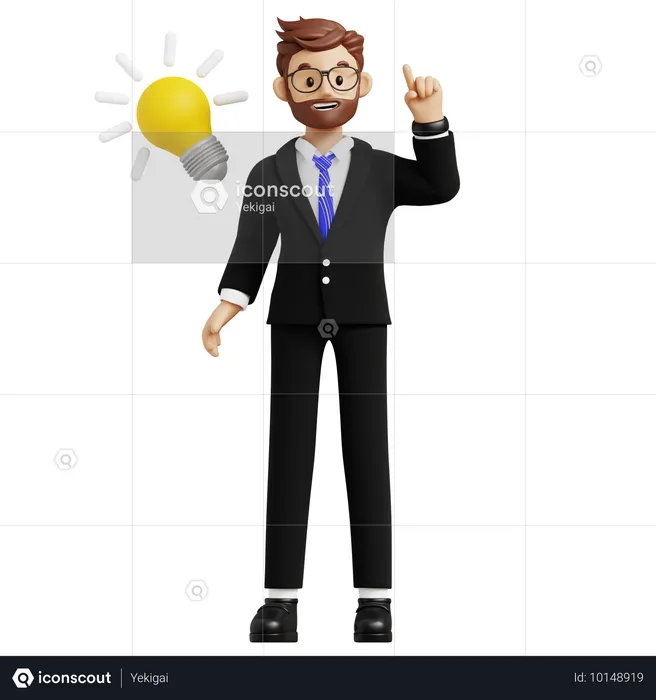 Businessman With Business Idea  3D Illustration