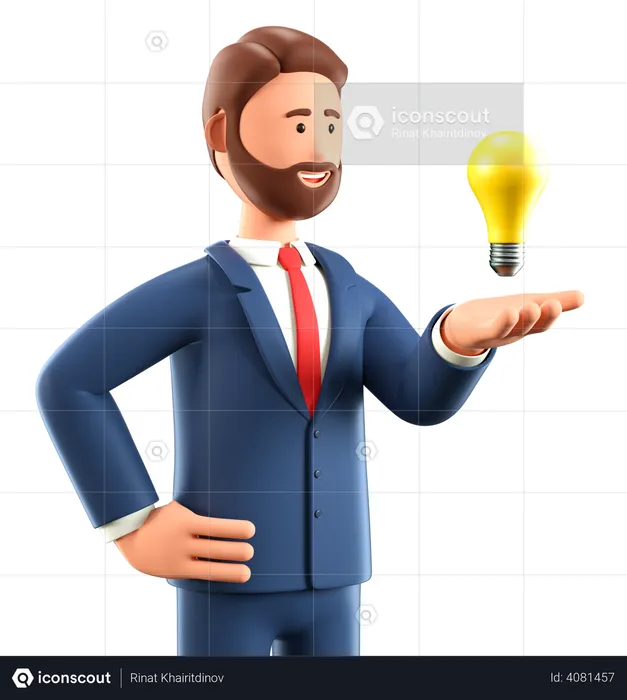 Businessman with business idea  3D Illustration