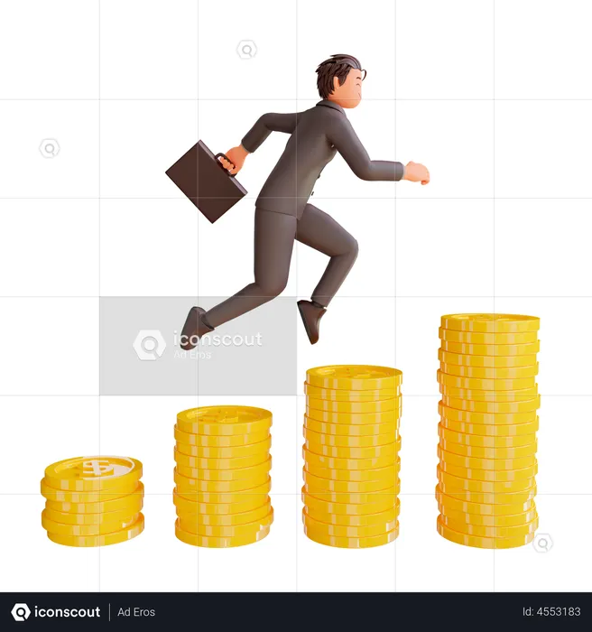 Businessman with business profit  3D Illustration
