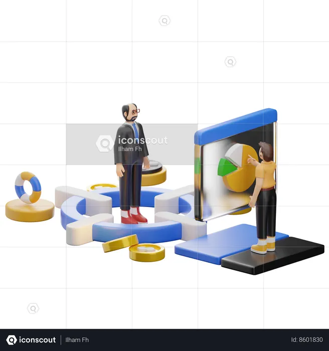 Businessman With Business Target  3D Illustration
