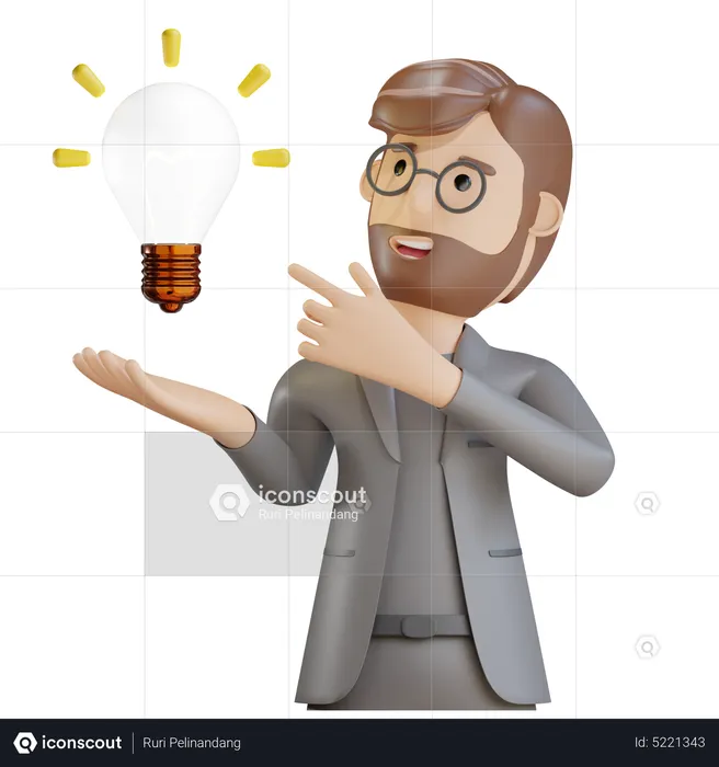Businessman with creative idea  3D Illustration