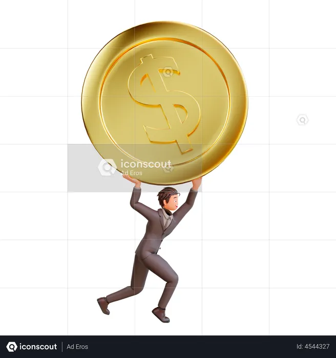 Businessman with dollar coins  3D Illustration