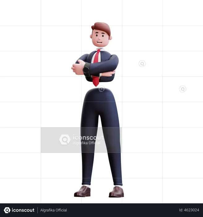 Businessman with folded hands  3D Illustration
