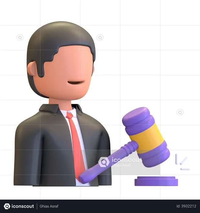 Businessman with gavel in auction  3D Illustration