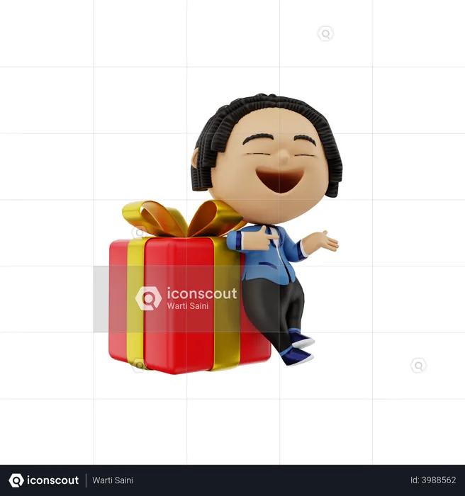 Businessman with gift box  3D Illustration