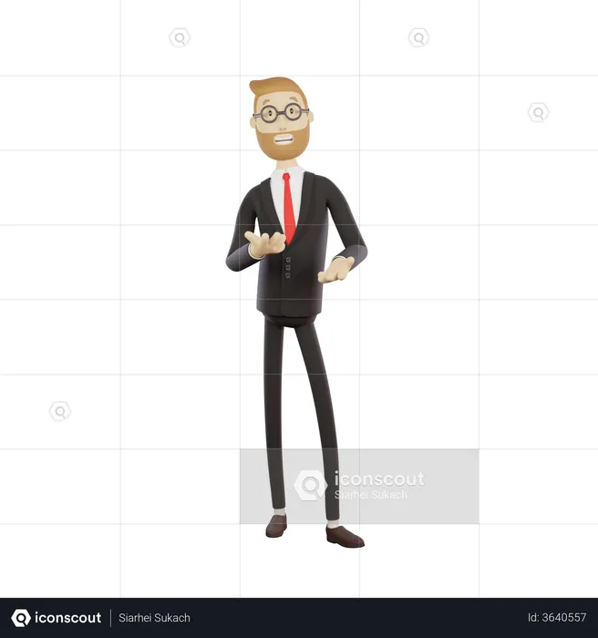 Businessman with glasses telling something  3D Illustration